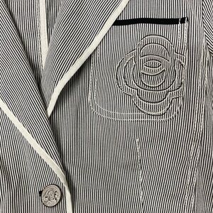 Microstripe Blazer, Grey and White, 4